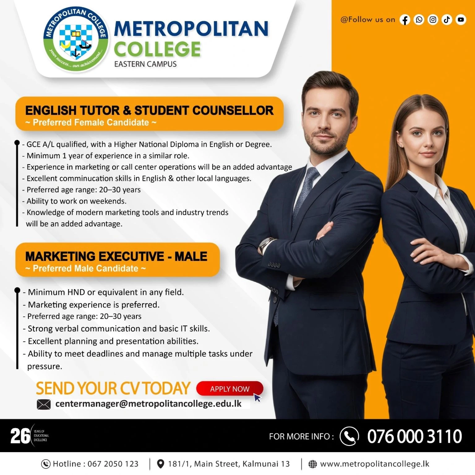 English Tutor, Student Counsellor & Marketing Executive